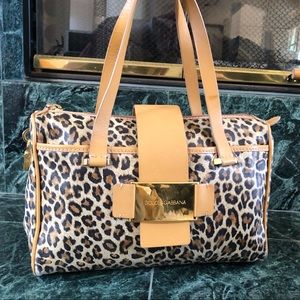 Dolce & Gabbana Leopard Print Leather Handbag